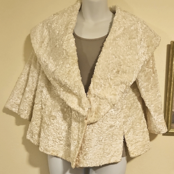 Jessica Jackets & Blazers - Jessica Cream Satin Lined Shrug